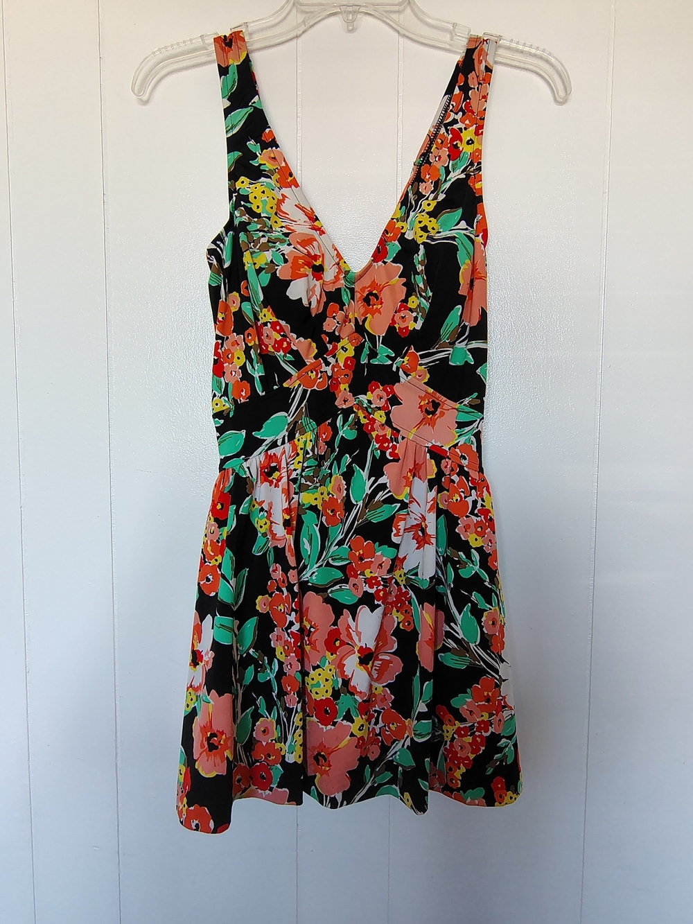 Maxine of Hollywood Black Floral V-Neck One-Piece Swimsuit
